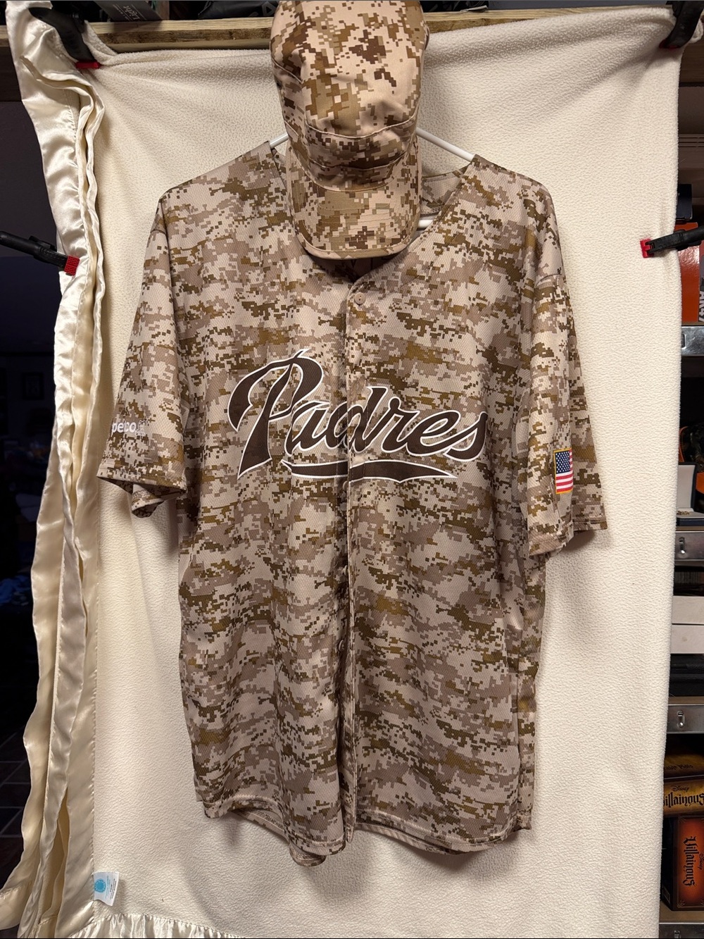 Padres Kemp Desert Camo Short Sleeve Baseball Jersey - Tan with Cap